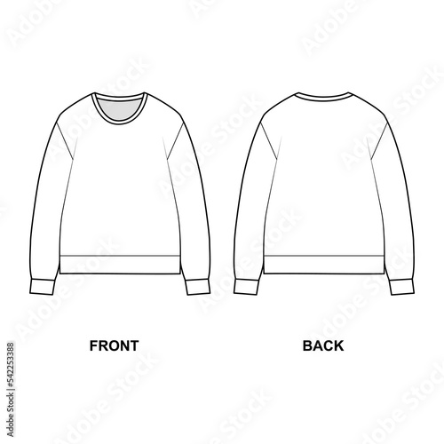 Crew neck sweatshirt. Hoodie template front view, back view. t shirt template. 