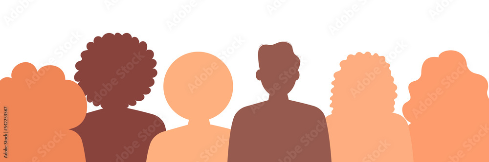 Silhouette profile group of men and women of diverse culture. Diversity multi-ethnic and multiracial people. Concept of racial equality and anti-racism. Multicultural society Silhouette profile group of men and women of diverse culture. Diversity multi-ethnic and multiracial people. Concept of racial equality and anti-racism. Multicultural society