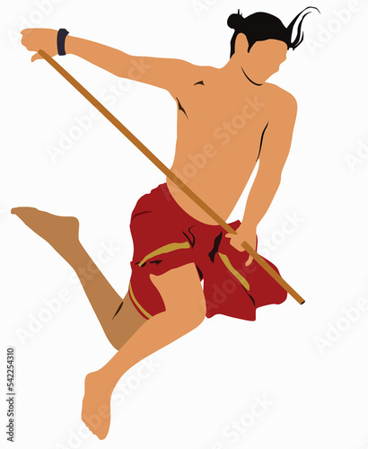 Illustration of Silambam an ancient martial art of Tamil Nadu. photo
