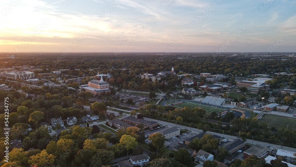 Aerial view of Wheaton, Illinois. USA