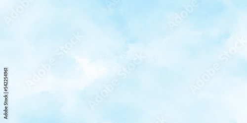 Abstract shinny winter seasonal natural cloudy blue sky background, Hand painted watercolor shades sky clouds, Bright blue cloudy sky vector illustration.