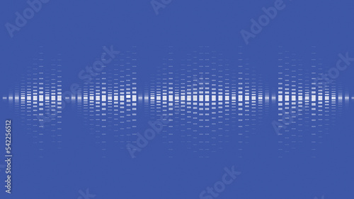 white audio signal  on a blue background.