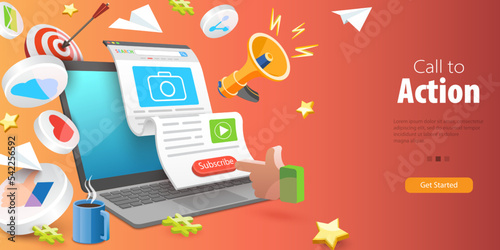3D Vector Conceptual Illustration of CTA as Call To Action, Digital Marketing Campaign