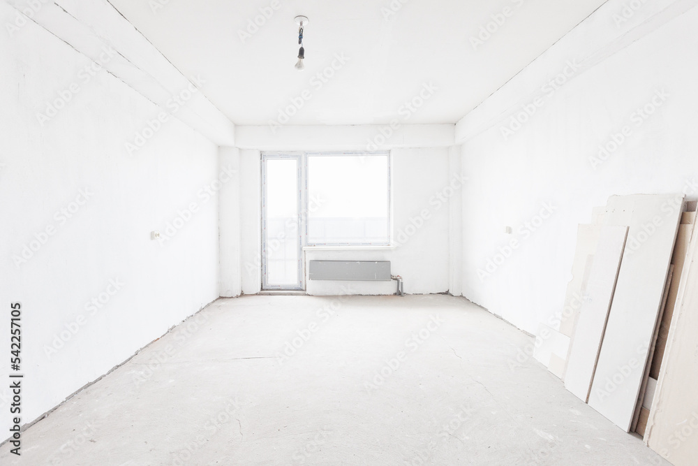 interior of the apartment without decoration in white colors interior of the apartment without decoration in white colors