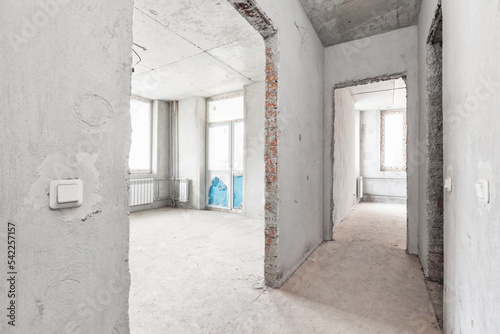 interior of the apartment without decoration in gray colors © gluschenkoart