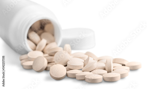 White Pill Bottle with Tablets