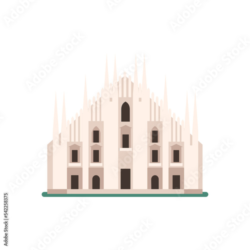 Milan cathedral, Flat style illustration
