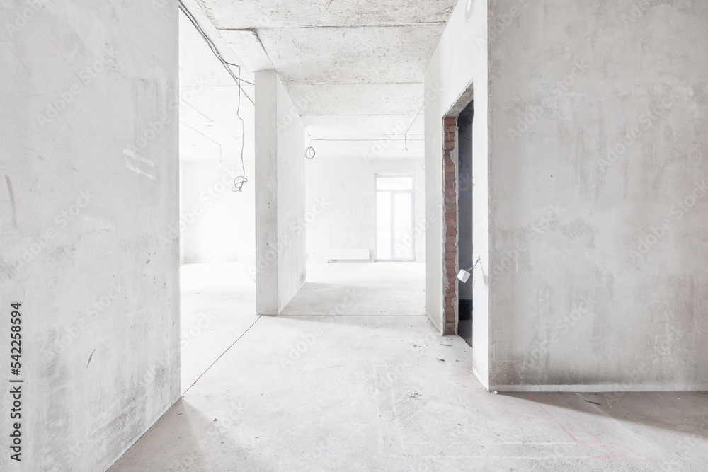 interior of the apartment without decoration in gray colors