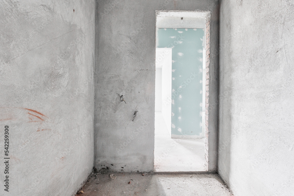 interior of the apartment without decoration in gray colors interior of the apartment without decoration in gray colors