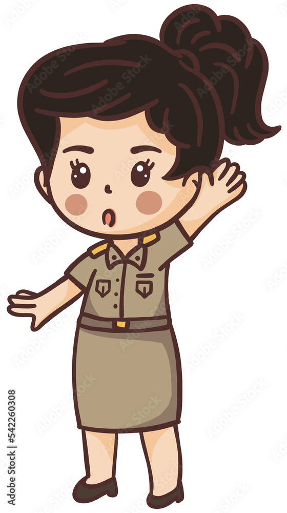 cartoon female thai teacher