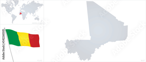 Mali map and flag. vector 