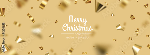 Falling shiny golden confetti , gold christmas elements