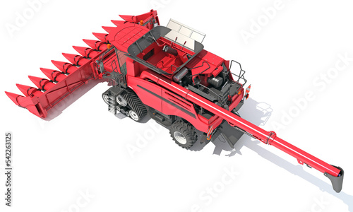 Combine Harvester farm equipment 3D rendering on white background