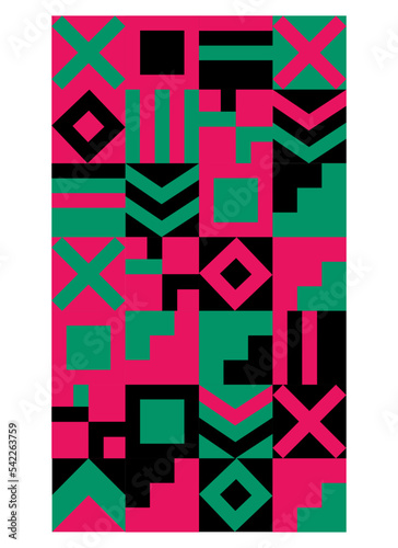 Abstract geometric pattern design with simple geometric shapes and basic colorful patterns. Suitable for use in posters, background images. Website design, branding, albums, typography, fashion