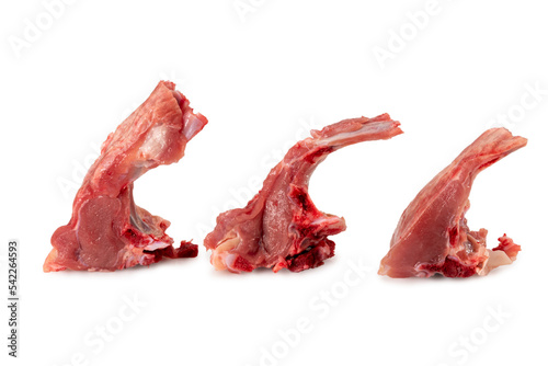 Raw fresh lamb loin chops isolated on white, clipping path