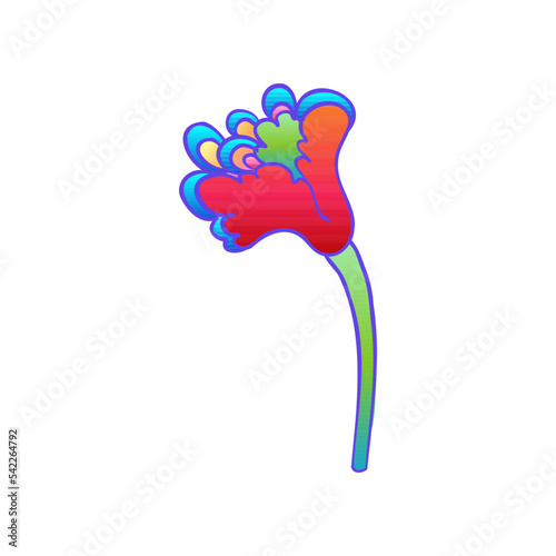 Colorful flower, retro 60s, 70s hippie style. Vintage psychedelic vector desi...