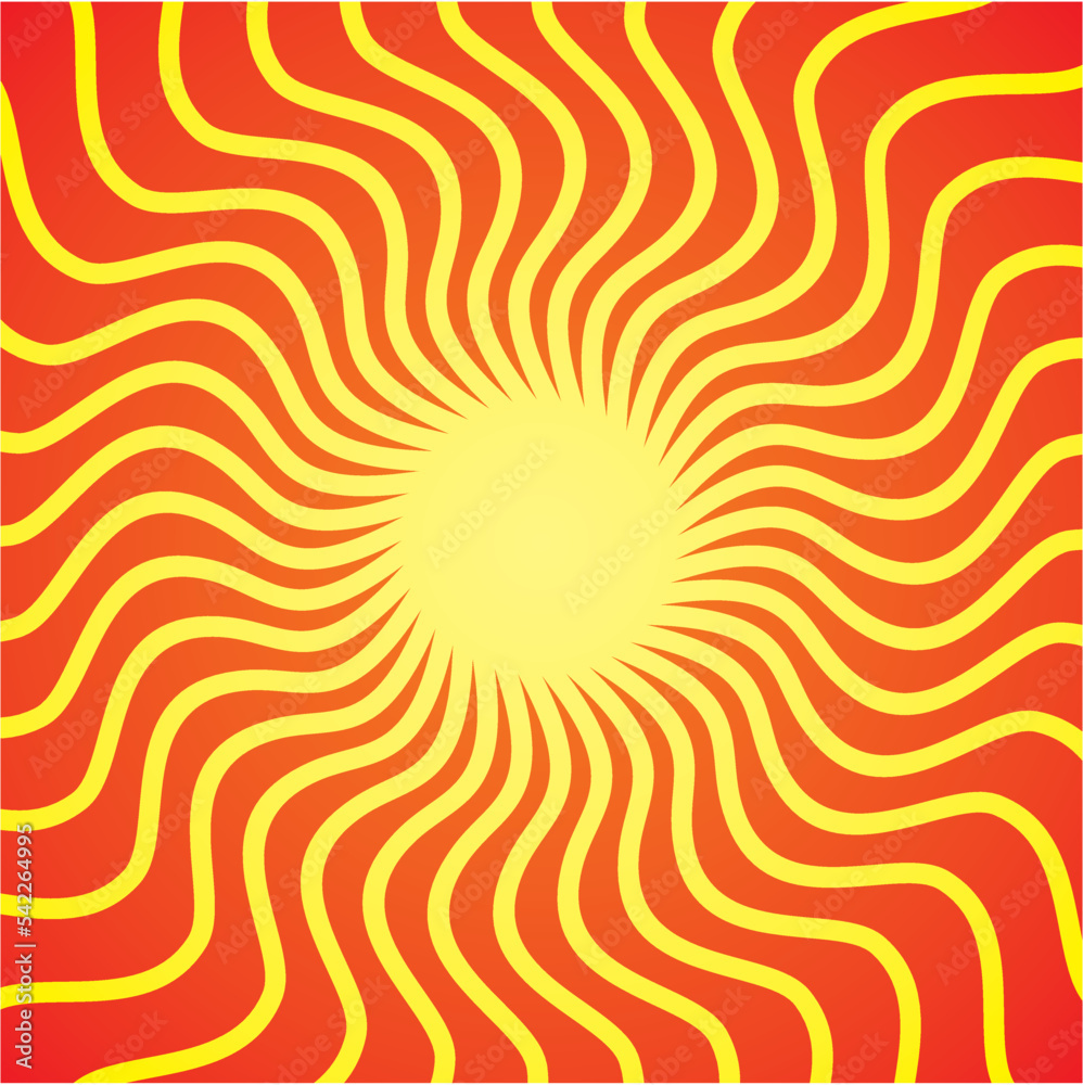 Obraz premium Square mandala, object of rotation in yellow-red tonality. Vector graphics.