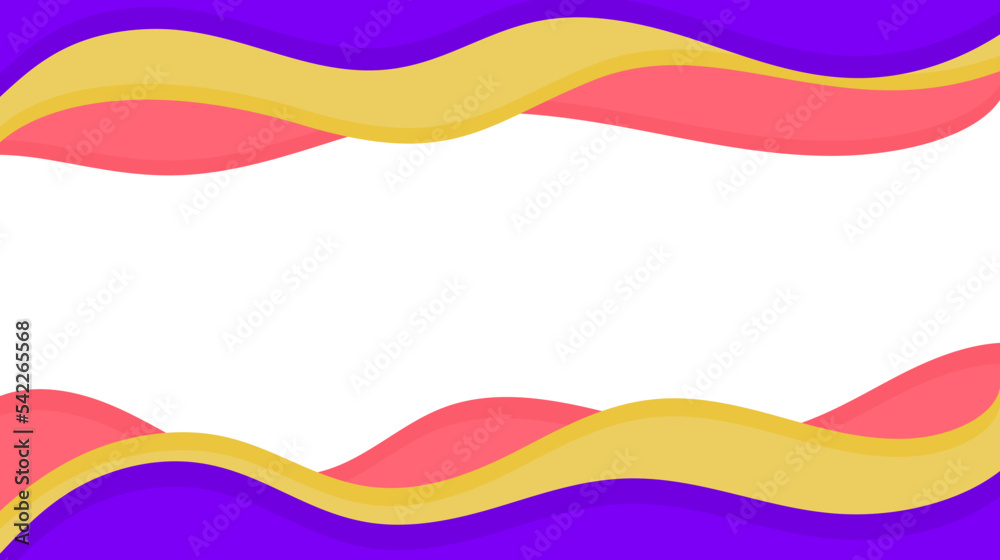 Colorful liquid wave background. Fluid wavy composition wallpaper. Abstract backdrop in yellow, purple and red. Modern design for posters, banners, brochures. 