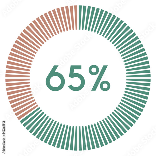 65 percent,circle shape percentage diagram symbol,transparent background.