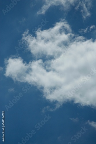 Vertical shot of the blue cloudy sky