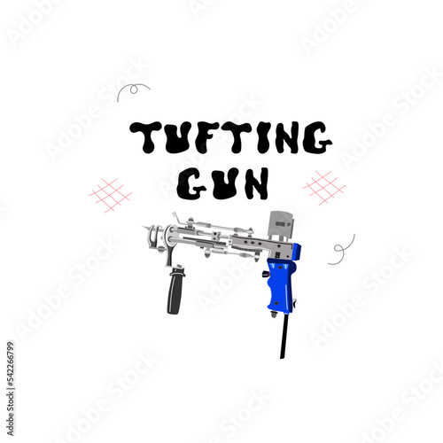Game flat vector banner. Competition, contest announcing poster design idea cartoon lettering. Illustration of hand drawn lettering about tufting.Unique vector design elements with tufting elements.