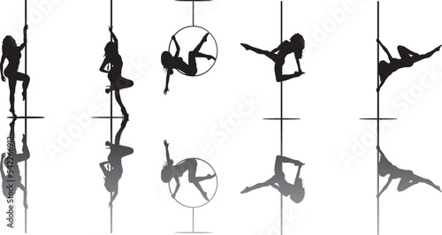 vector silhouette of a woman dancing pole dance photo