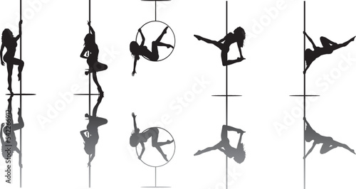 vector silhouette of a woman dancing pole dance
