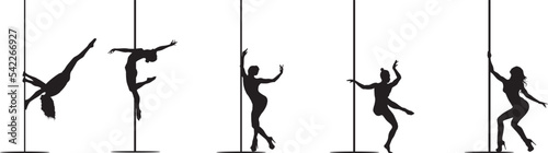 vector silhouette of a woman dancing pole dance