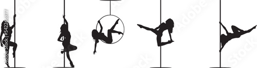 vector silhouette of a woman dancing pole dance