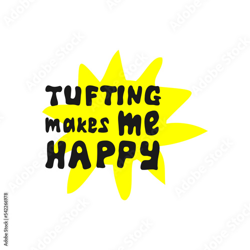 Game flat vector banner. Competition, contest announcing poster design idea cartoon lettering. Illustration of hand drawn lettering about tufting.Unique vector design elements with tufting elements.