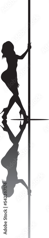 Fototapeta premium vector silhouette of a woman dancing pole dance