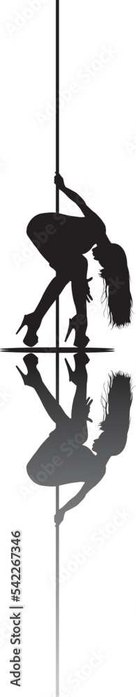 vector silhouette of a woman dancing pole dance