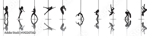 vector silhouette of a woman dancing pole dance