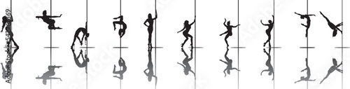 vector silhouette of a woman dancing pole dance