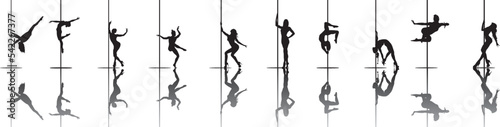 vector silhouette of a woman dancing pole dance photo