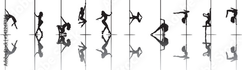 vector silhouette of a woman dancing pole dance