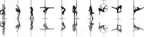 vector silhouette of a woman dancing pole dance