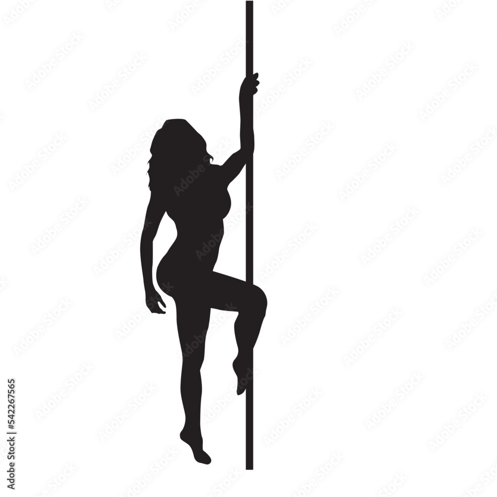 vector silhouette of a woman dancing pole dance