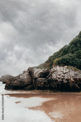 Vertical shot of a gloomy day in Cantabria, Spain