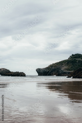 Vertical shot of a gloomy day in Cantabria, Spain