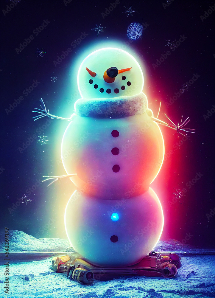 Obraz premium Snowman with neao lights. 