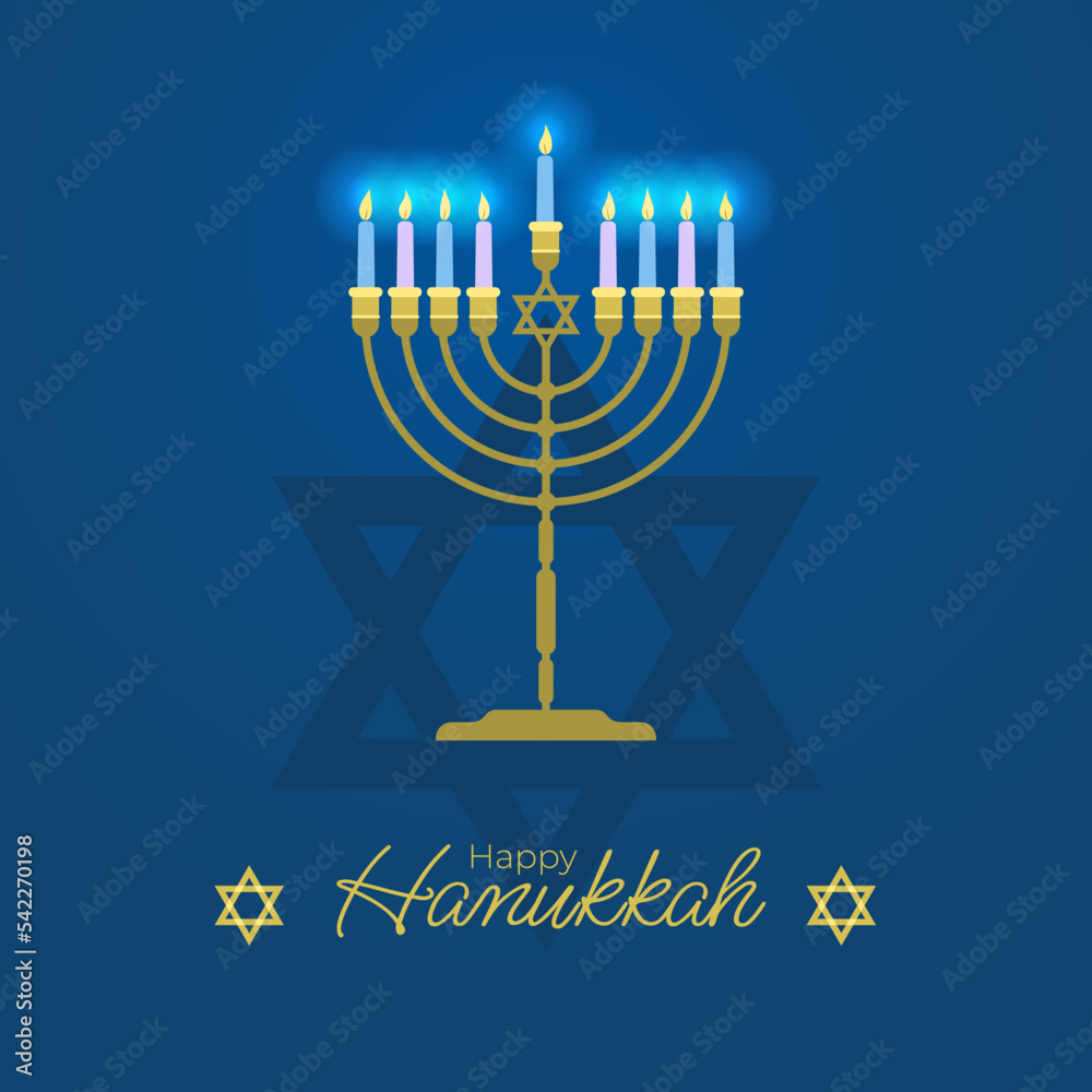 Happy Hanukkah greeting card with menorah Happy Hanukkah greeting card with menorah
