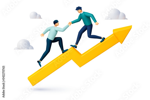 3d Goal-focused, increase motivation, way to achieve the goal. 3d support and teamwork, help in overcoming obstacles. 3d vector illustration 