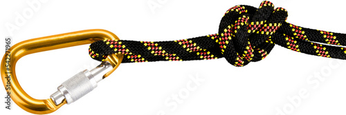 Cuadro en lienzo Climbing Rope with Carabiner Knot - Isolated