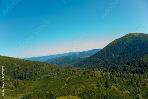 Amazing shot of the Carpathian mountains in Ukraine, Ivano-Frankivsk region on a sunny day