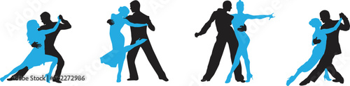 vector silhouette of a couple dancing ballroom dance