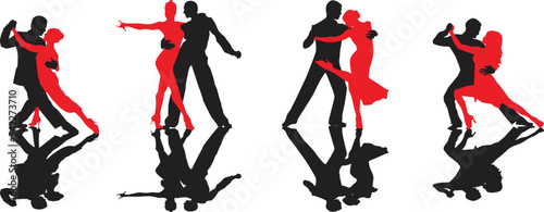 vector silhouette of a couple dancing ballroom dance