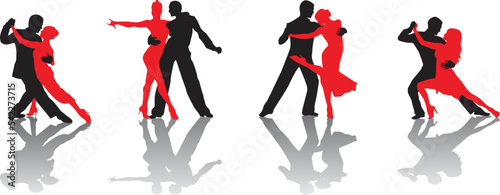 vector silhouette of a couple dancing ballroom dance