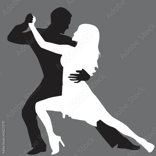 vector silhouette of a couple dancing ballroom dance