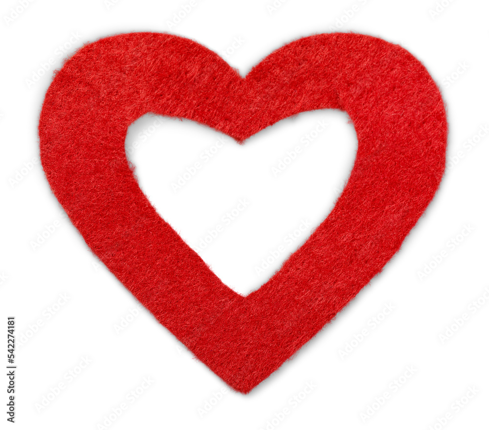 Red Heart Made of Fabric Isolated